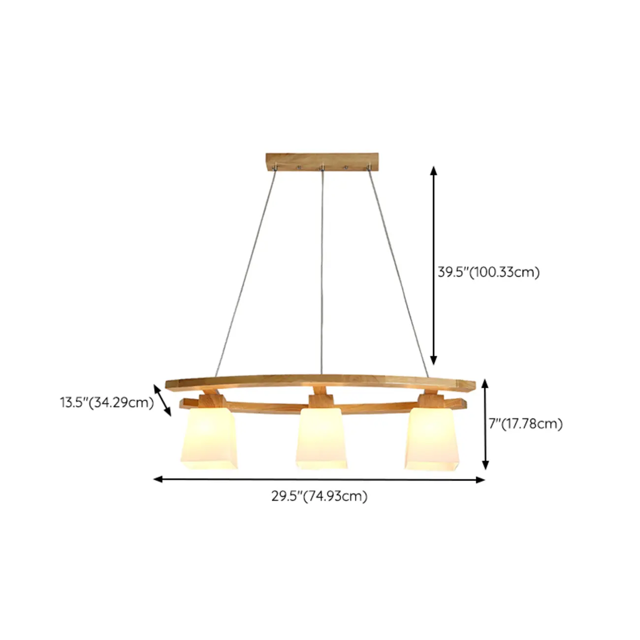 Modern Wooden Glass Island Pendant Light #size | homeyfad