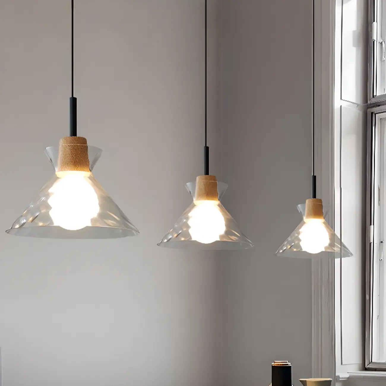 3-Light Clear Glass Island Pendant Light for Dining Area Image - 1 | homeyfad