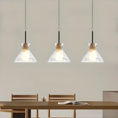 3-Light Clear Glass Island Pendant Light for Dining Area Image - 3