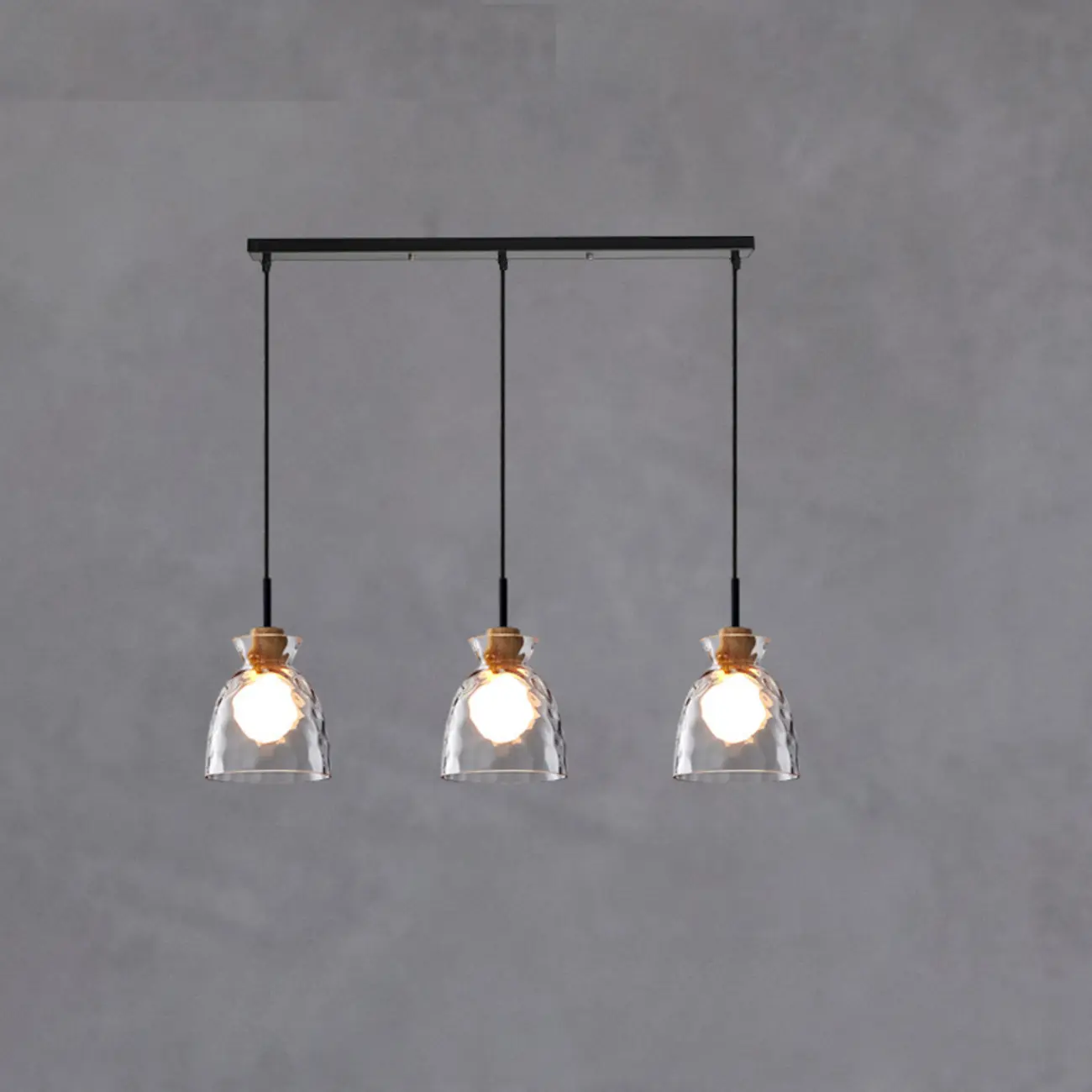 3-Light Clear Glass Island Pendant Light for Dining Area Image - 4 | homeyfad