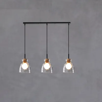3-Light Clear Glass Island Pendant Light for Dining Area Image - 4