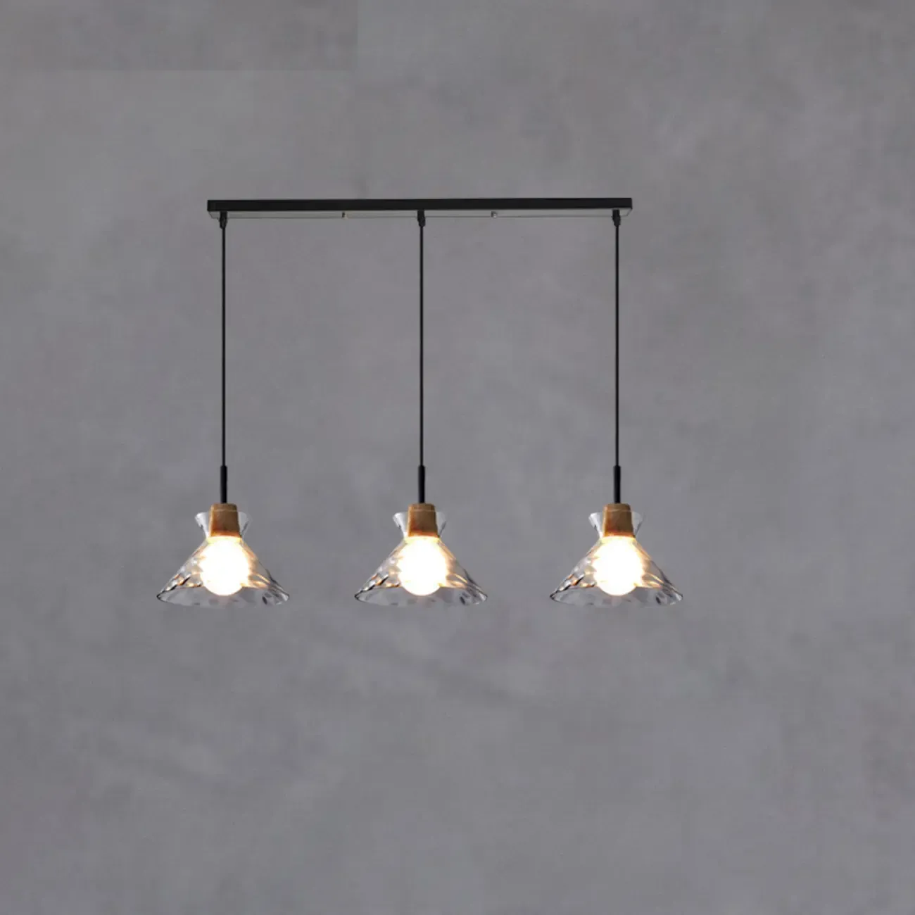 3-Light Clear Glass Island Pendant Light for Dining Area Image - 5