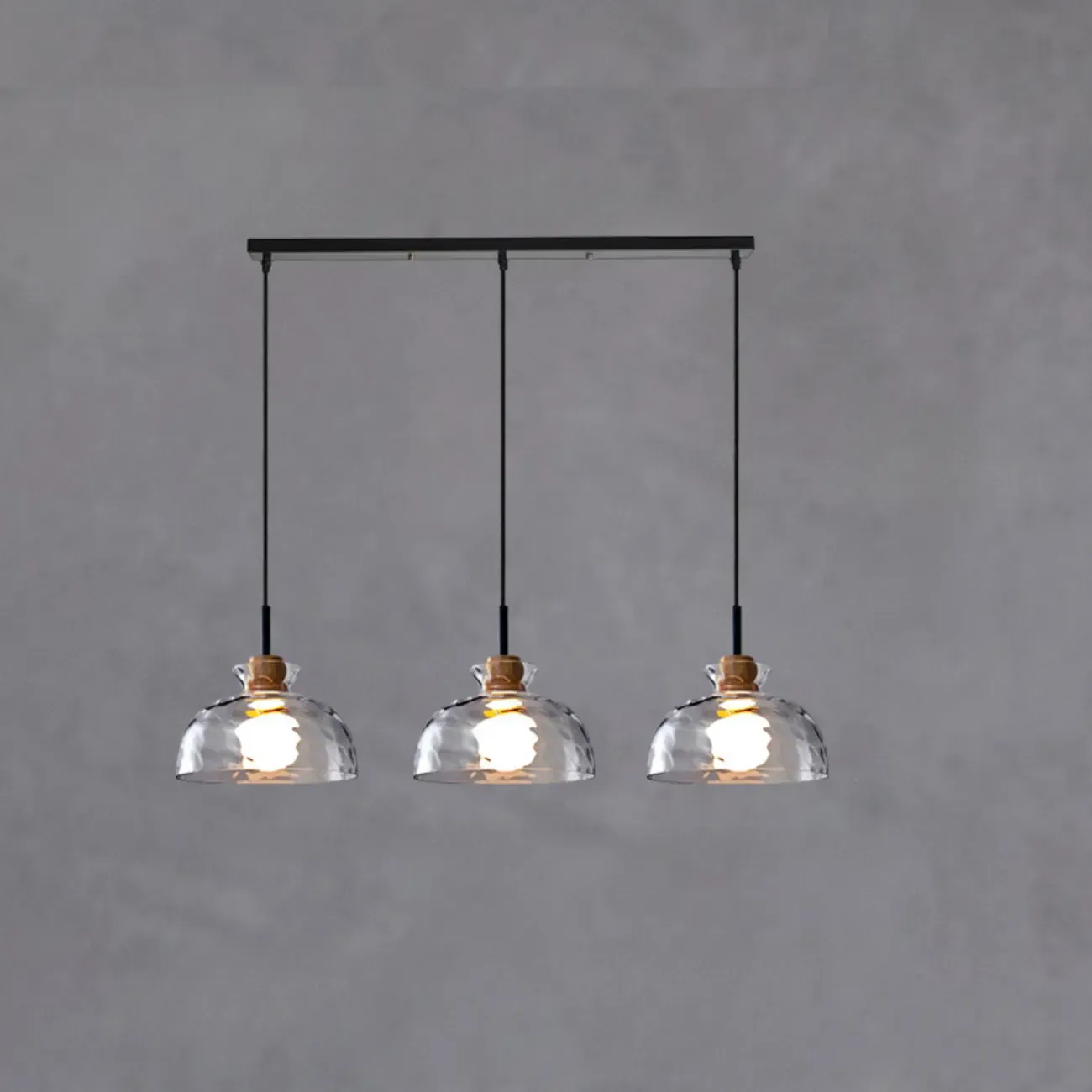 3-Light Clear Glass Island Pendant Light for Dining Area Image - 6