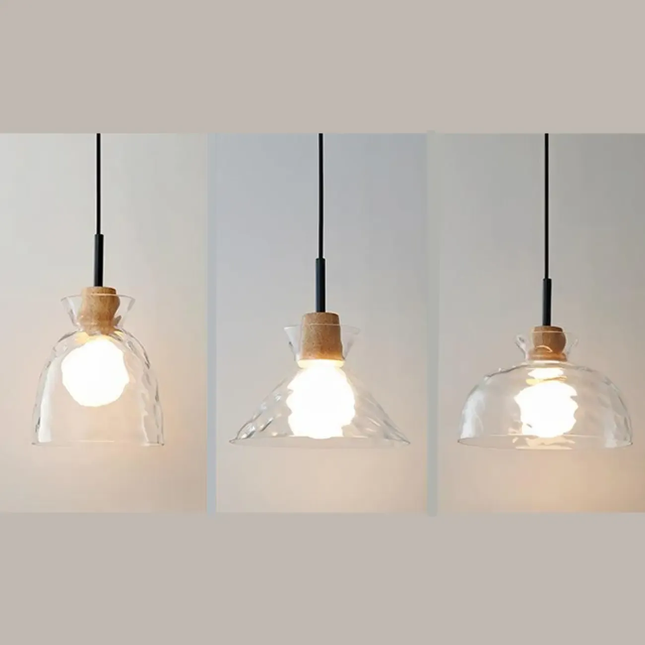 3-Light Clear Glass Island Pendant Light for Dining Area Image - 7