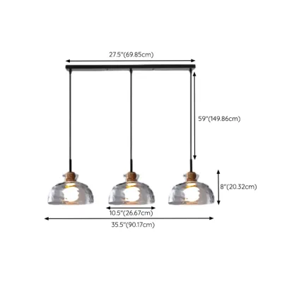 3-Light Clear Glass Island Pendant Light for Dining Area Image - 14