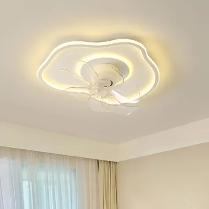 Modern Flush Mount LED Ceiling Fan with Remote for Bedroom