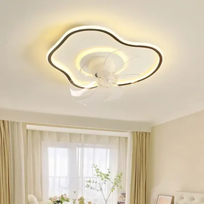 Modern Flush Mount LED Ceiling Fan with Remote for Bedroom