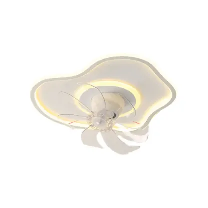 Modern Flush Mount LED Ceiling Fan with Remote for Bedroom