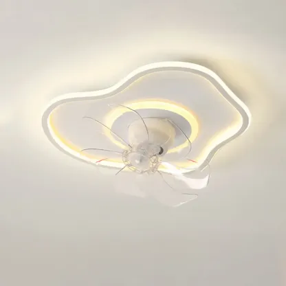 Modern Flush Mount LED Ceiling Fan with Remote for Bedroom