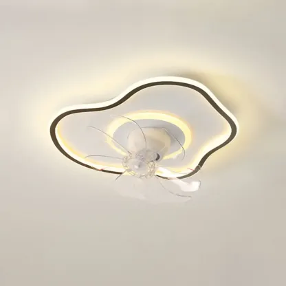 Modern Flush Mount LED Ceiling Fan with Remote for Bedroom