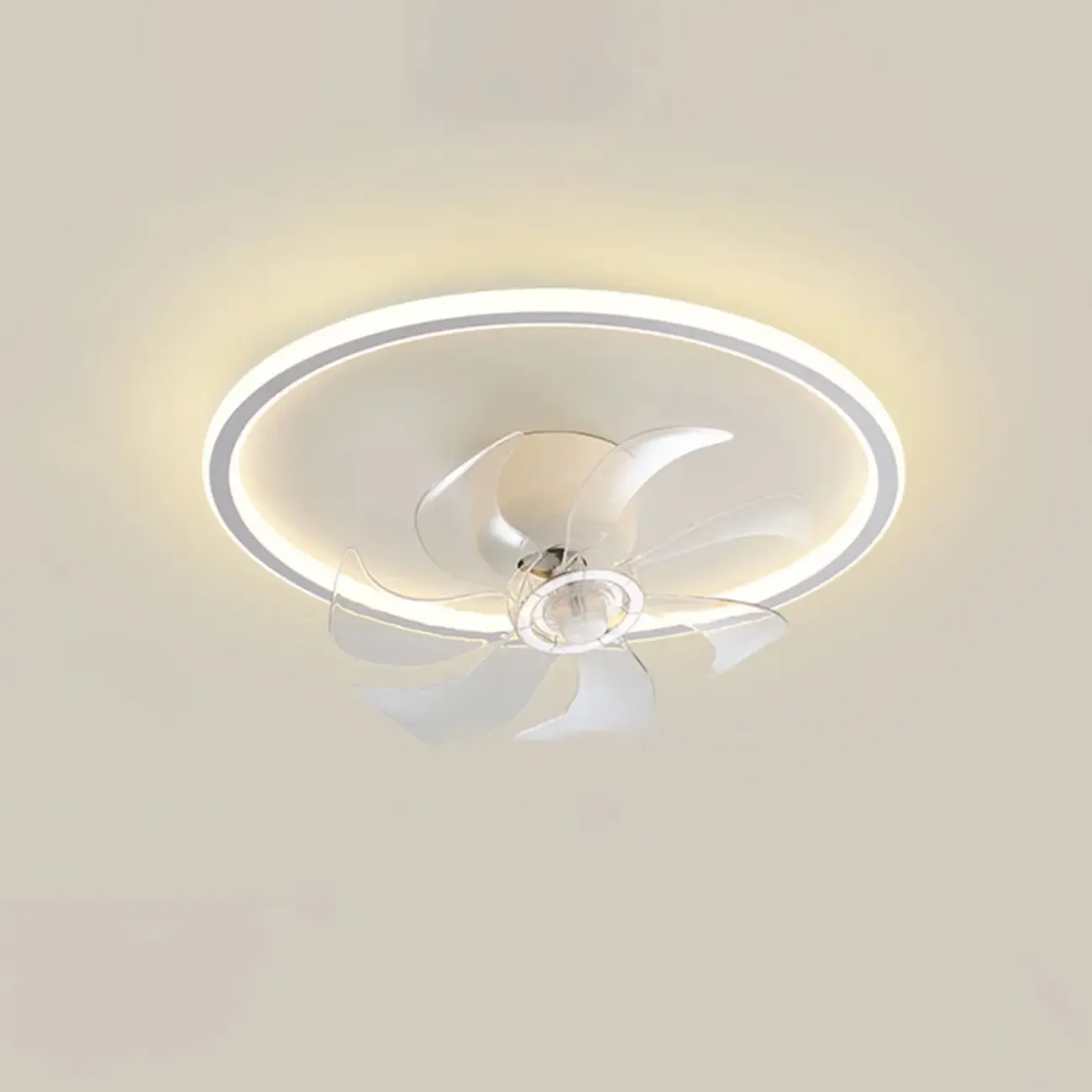 Modern Flush Mount LED Ceiling Fan with Remote for Bedroom