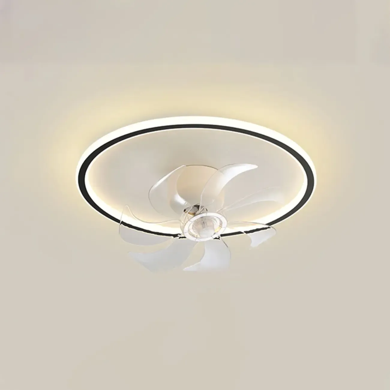 Modern Flush Mount LED Ceiling Fan with Remote for Bedroom