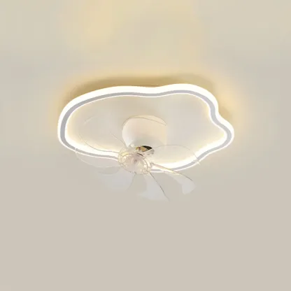 Modern Flush Mount LED Ceiling Fan with Remote for Bedroom