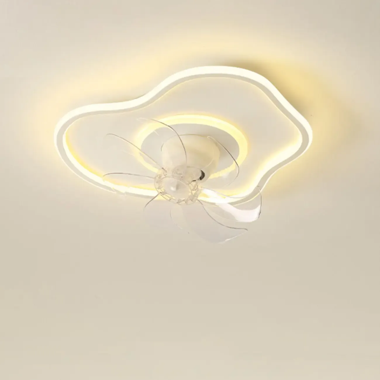Modern Flush Mount LED Ceiling Fan with Remote for Bedroom