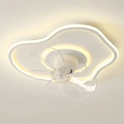 Modern Flush Mount LED Ceiling Fan with Remote for Bedroom
