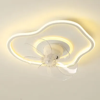 Modern Flush Mount LED Ceiling Fan with Remote for Bedroom