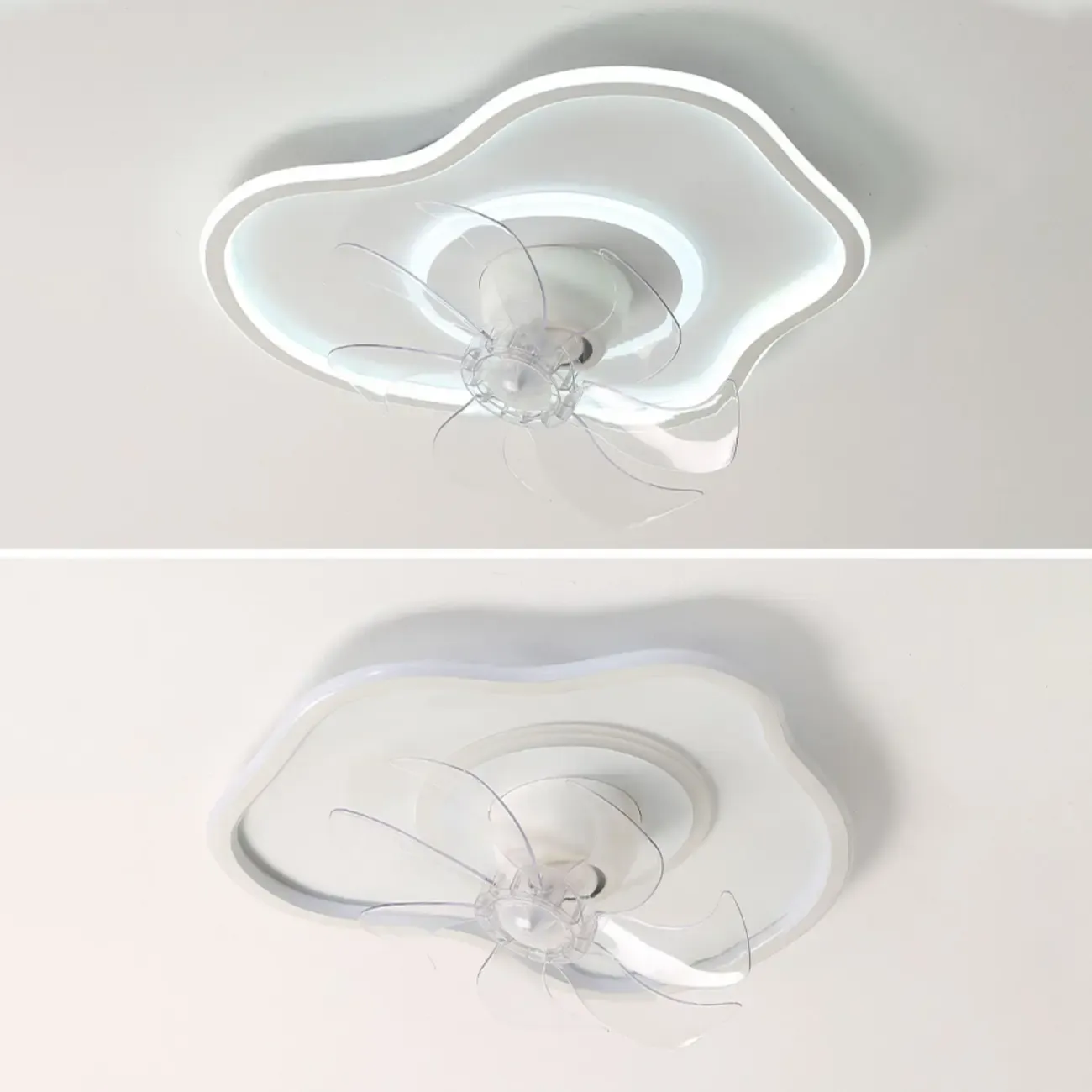 Modern Flush Mount LED Ceiling Fan with Remote for Bedroom