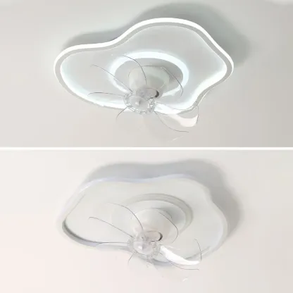 Modern Flush Mount LED Ceiling Fan with Remote for Bedroom