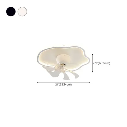 Modern Flush Mount LED Ceiling Fan with Remote for Bedroom