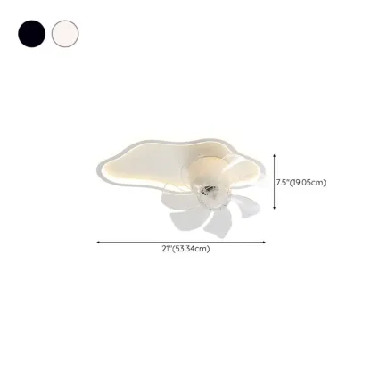 Modern Flush Mount LED Ceiling Fan with Remote for Bedroom