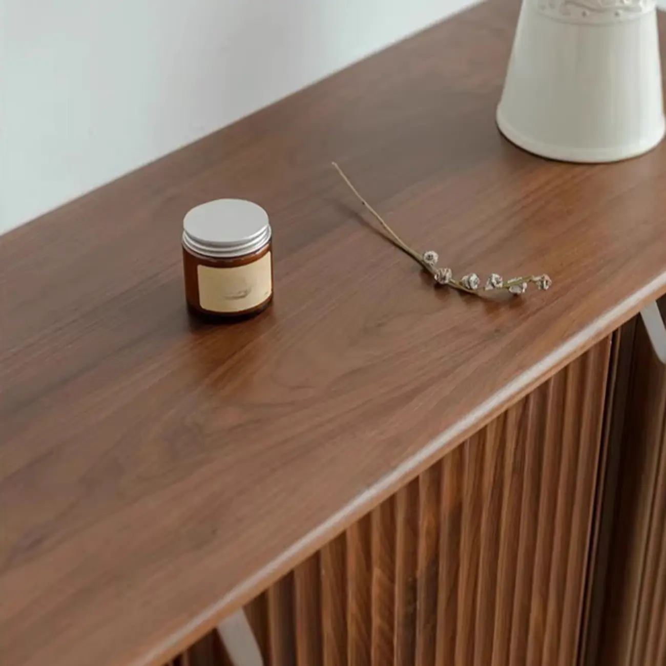 Scandinavia Dark Walnut Wooden Striped Storage Cabinet Image - 6 | homeyfad