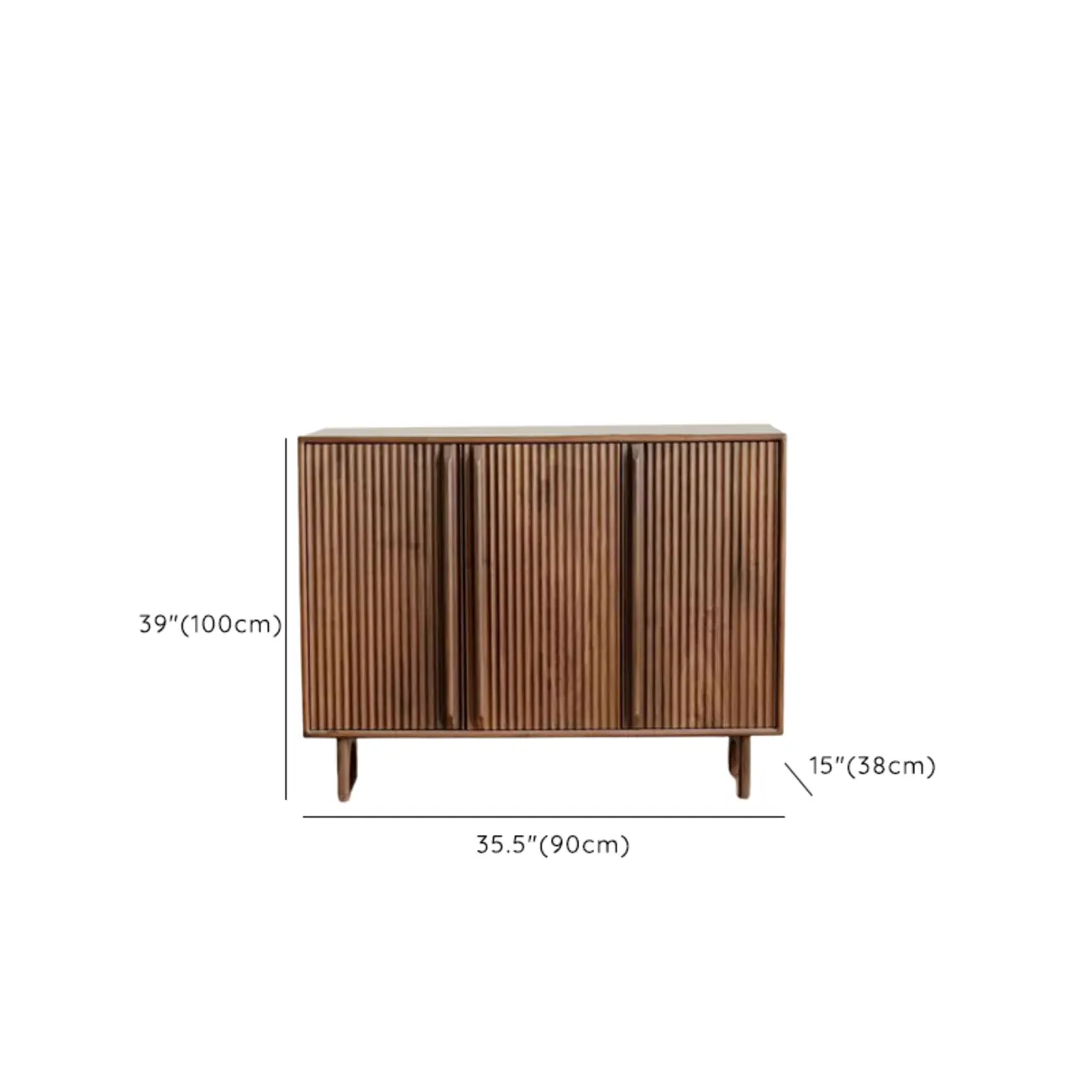 Scandinavia Dark Walnut Wooden Striped Storage Cabinet #size | homeyfad