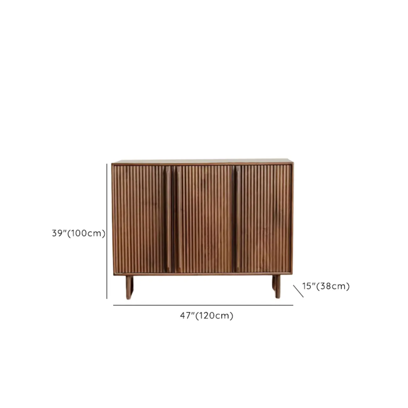Scandinavia Dark Walnut Wooden Striped Storage Cabinet Image - 11 | homeyfad