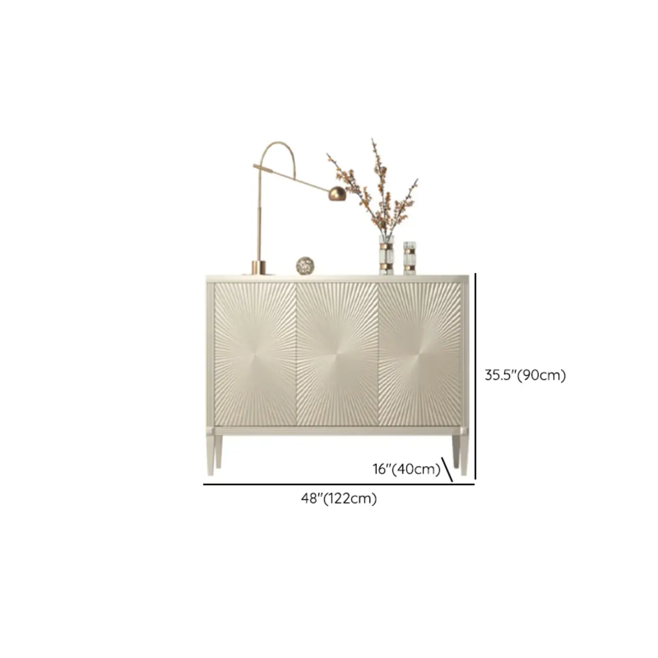 Glam Visual Effects High-Gloss Beige Wooden Decorative Cabinet Image - 12 | homeyfad