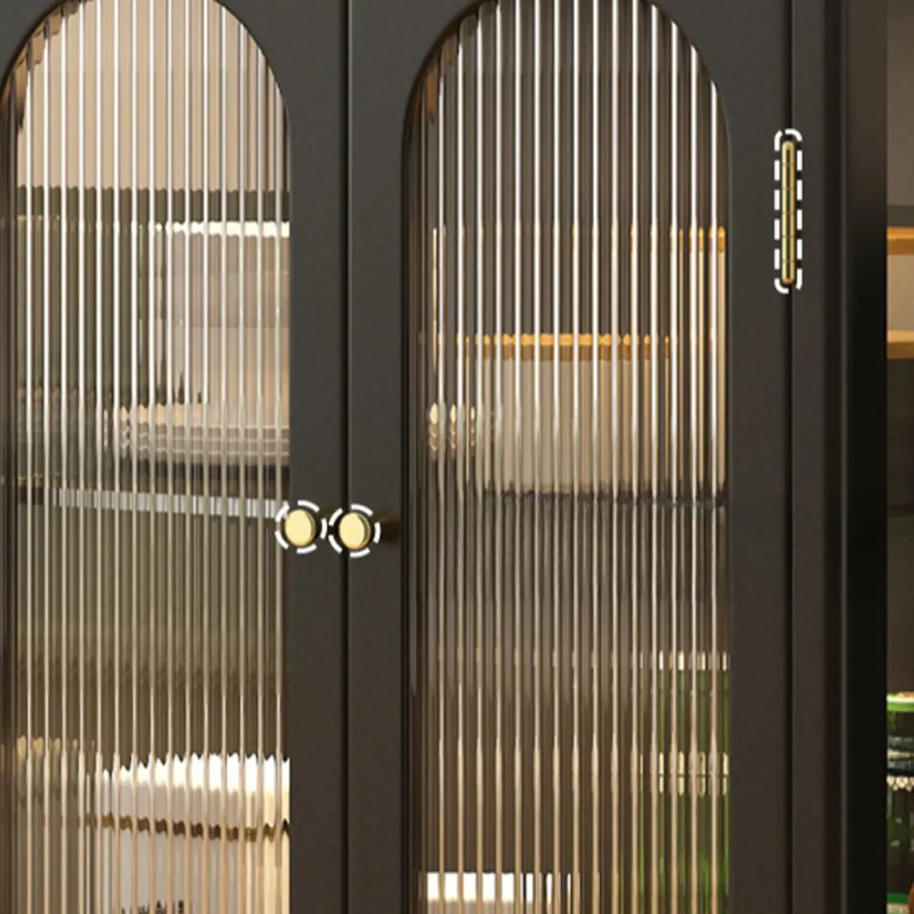 Traditional Black Wood Fluted & Clear Glass Storage Cabinet Image - 6 | homeyfad