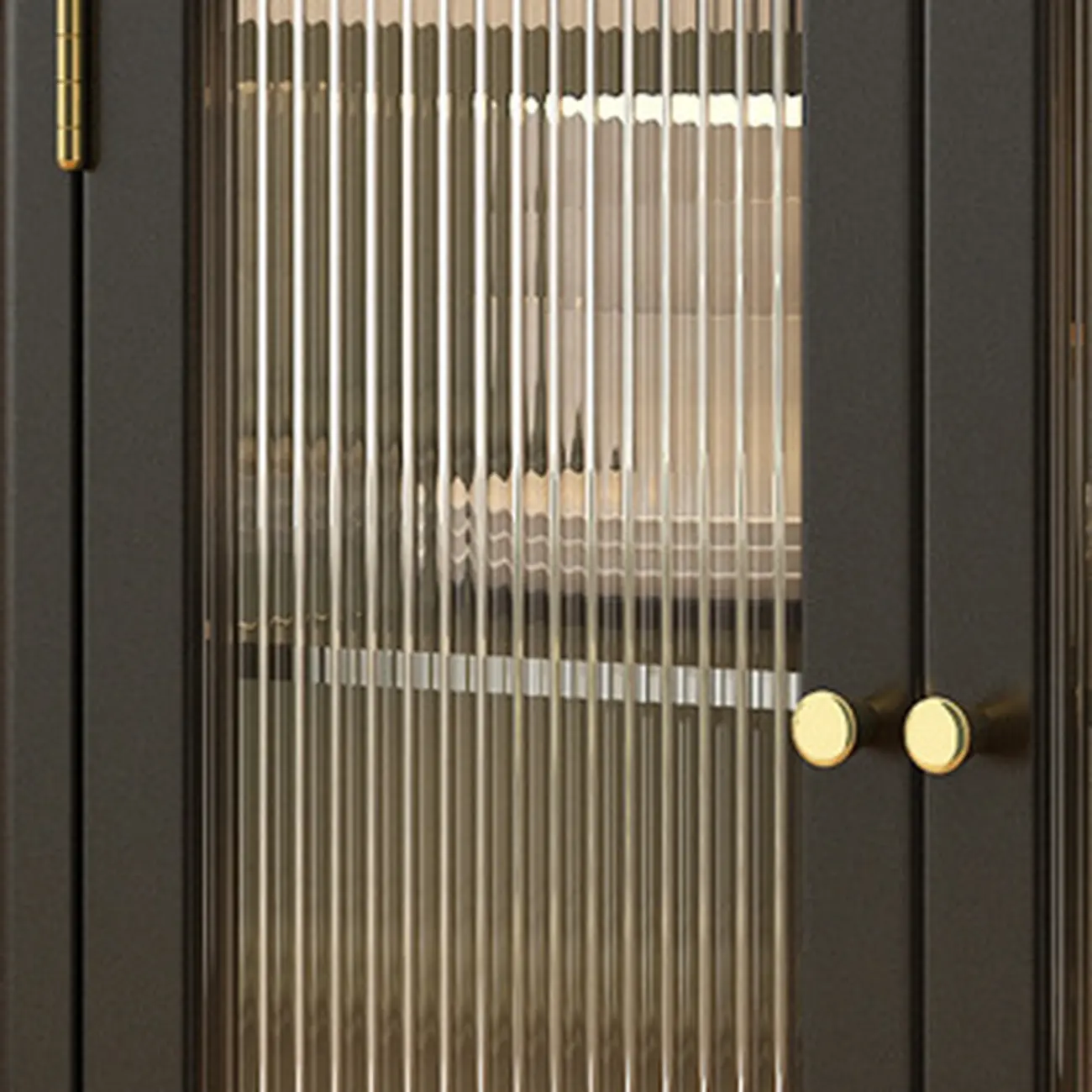 Traditional Black Wood Fluted & Clear Glass Storage Cabinet Image - 8 | homeyfad