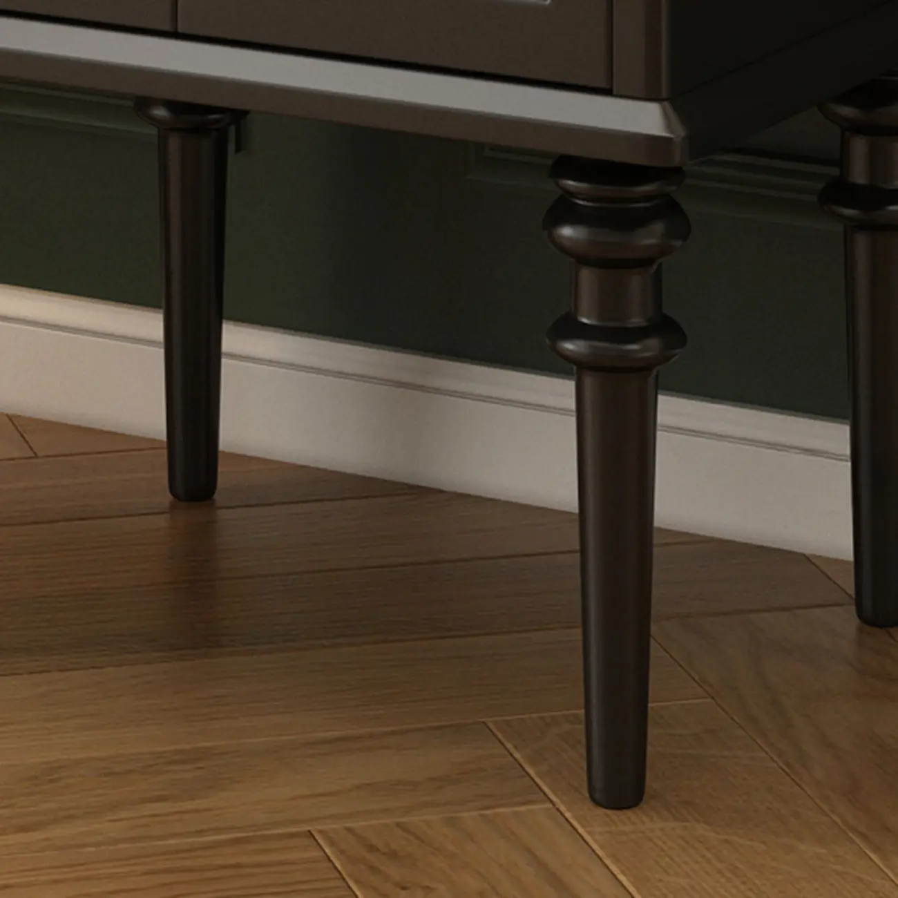 Traditional Black Wood Fluted & Clear Glass Storage Cabinet Image - 9 | homeyfad