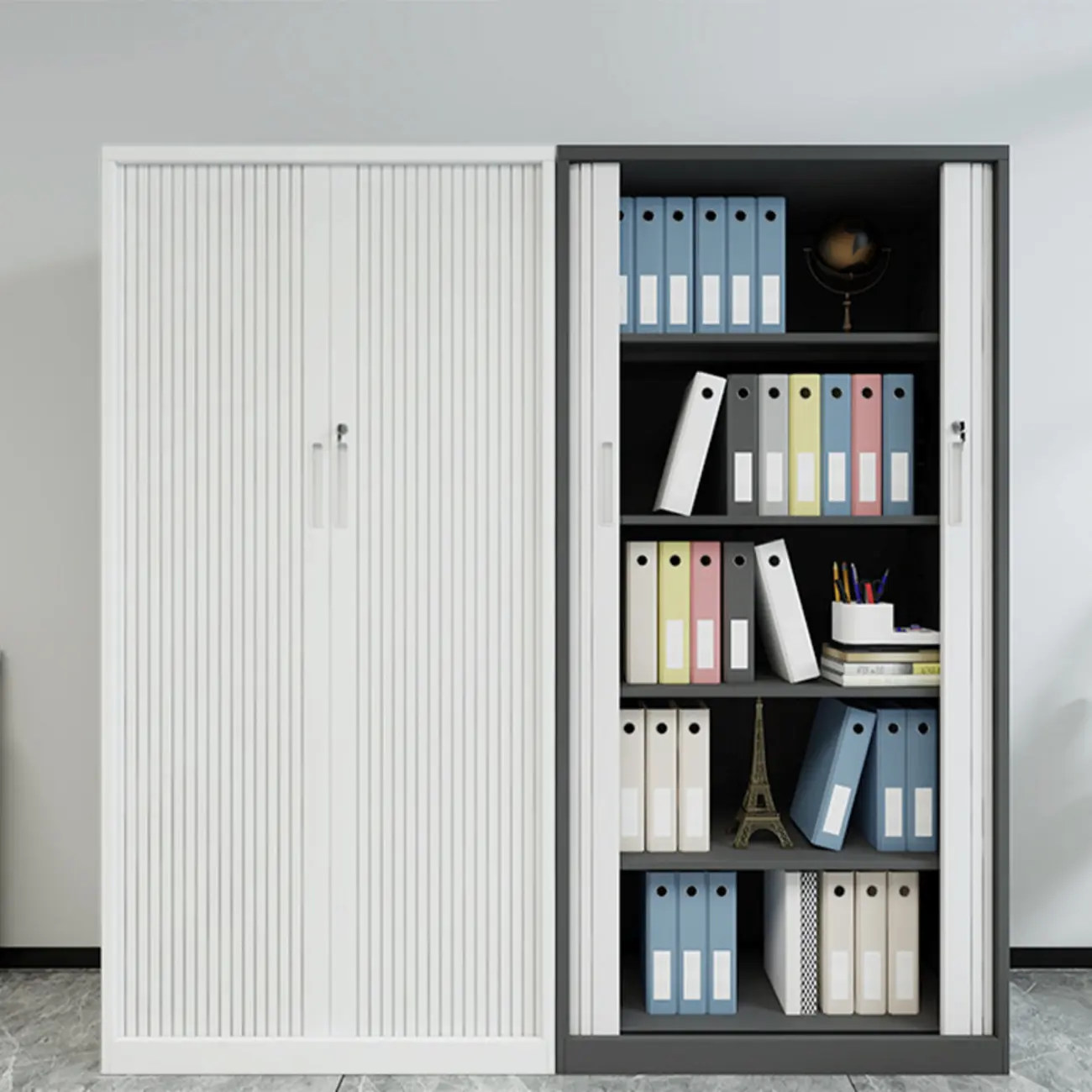 Modern Steel Sliding Door Lockable Office Storage Cabinet Image - 1 | homeyfad