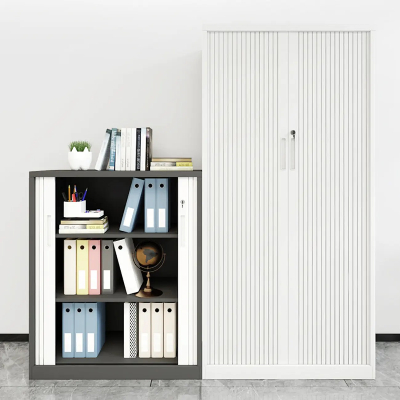 Modern Steel Sliding Door Lockable Office Storage Cabinet Image - 4 | homeyfad