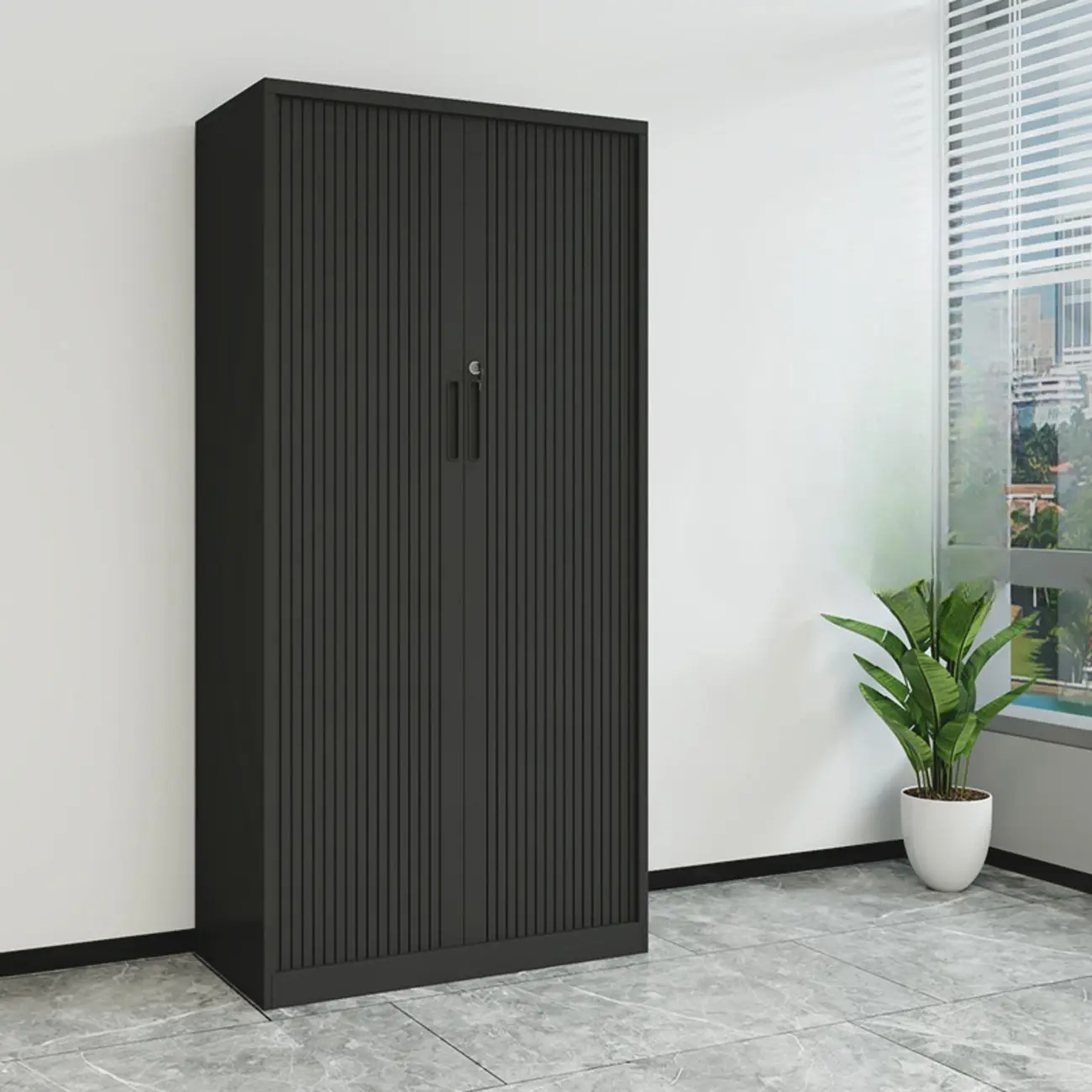 Modern Steel Sliding Door Lockable Office Storage Cabinet Image - 5 | homeyfad