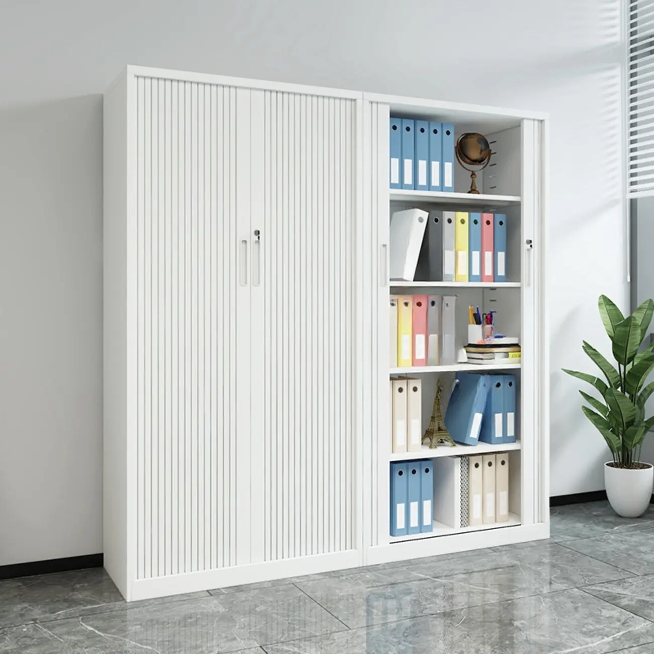 Modern Steel Sliding Door Lockable Office Storage Cabinet Image - 8 | homeyfad