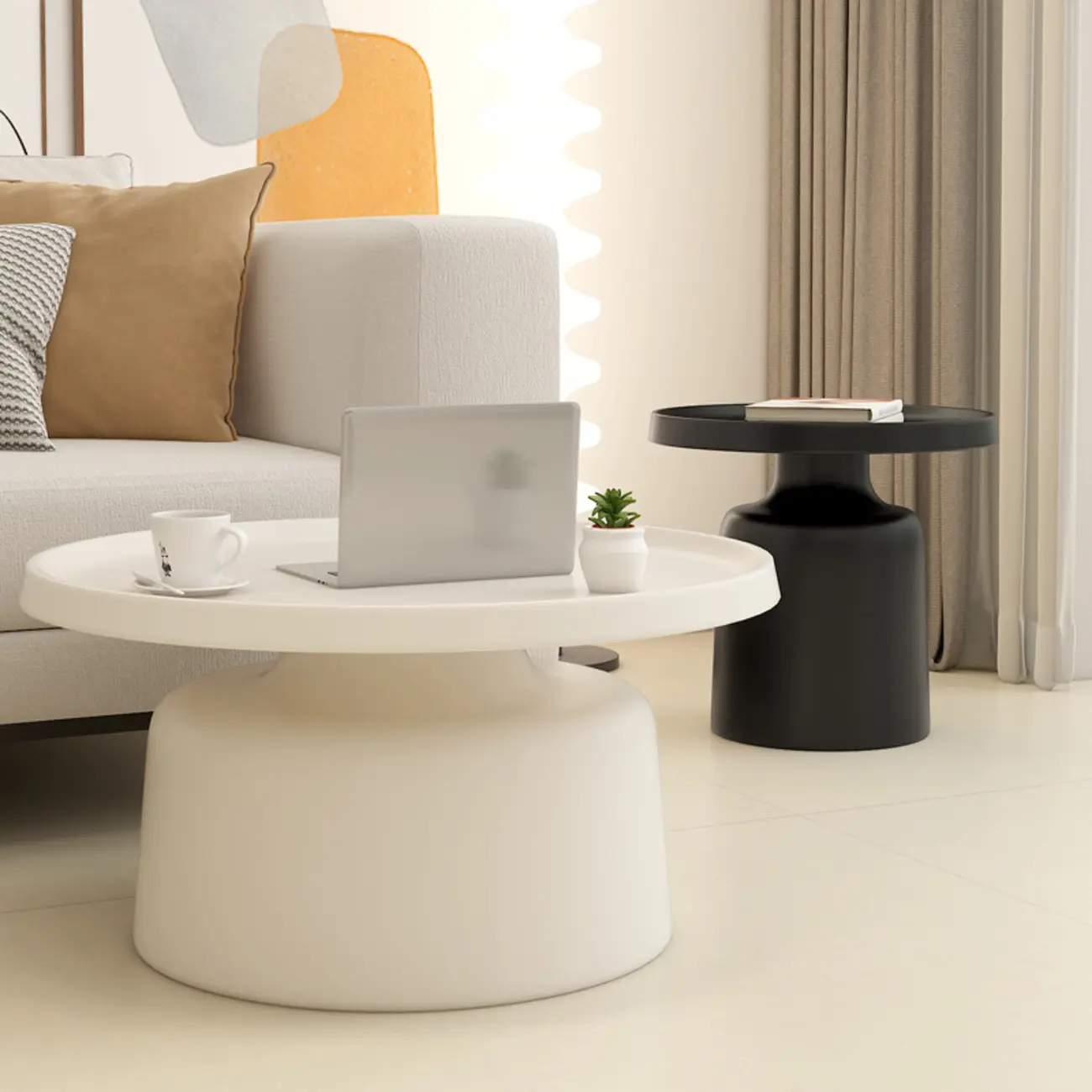 Minimalist Round Metal End Table with Pedestal Base for Home Image - 3 | homeyfad