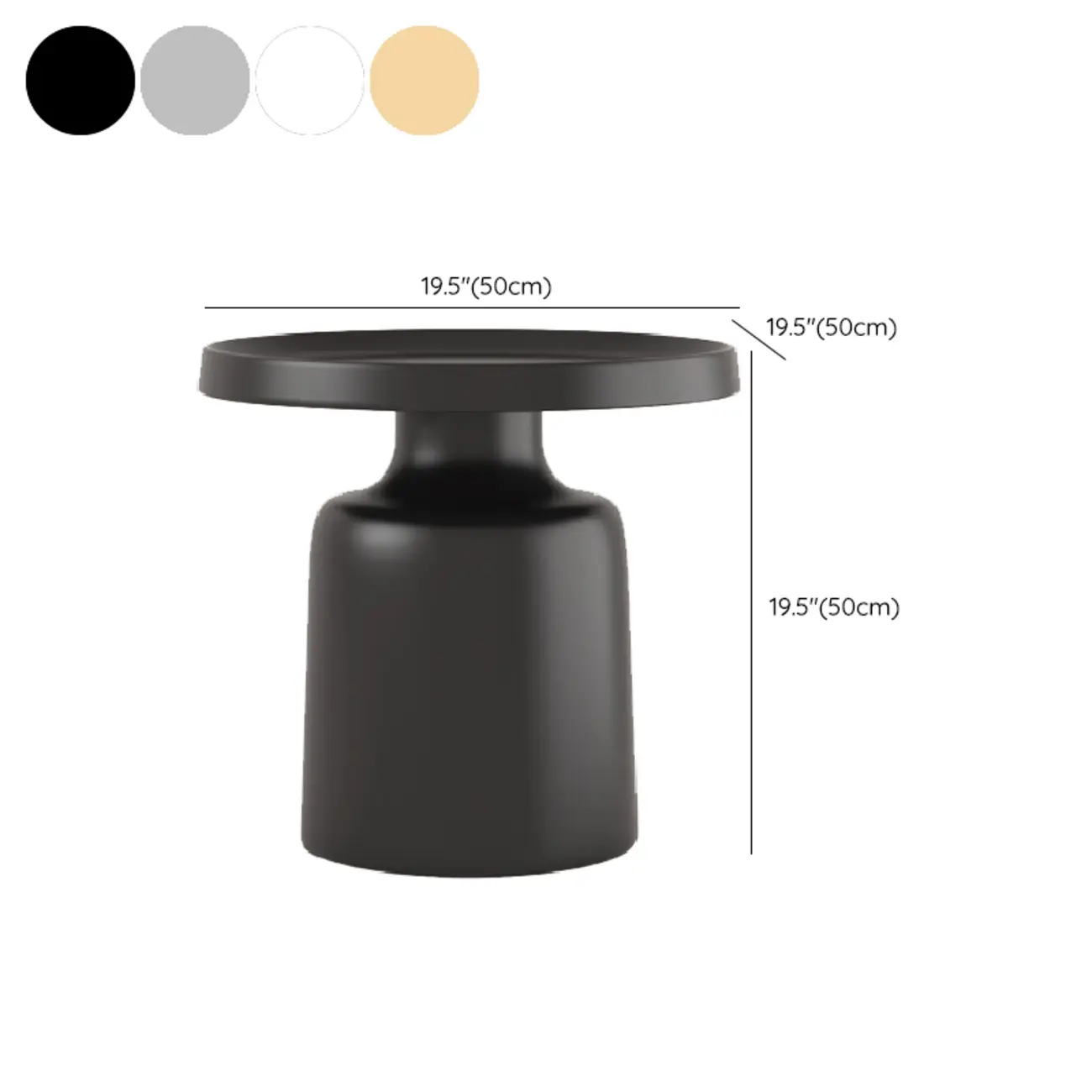 Minimalist Round Metal End Table with Pedestal Base for Home #size