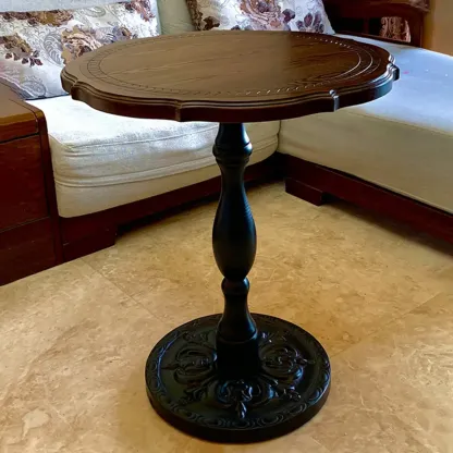 Classic Wooden Pedestal Round End Table for Modern Restroom Image - 4