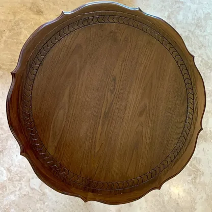 Classic Wooden Pedestal Round End Table for Modern Restroom Image - 6