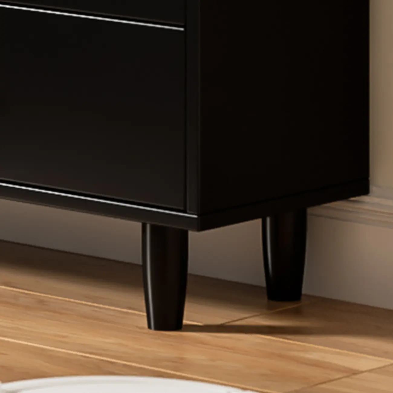 Modern Black Wood Rattan Storage Cabinet for Living Room Image - 12 | homeyfad