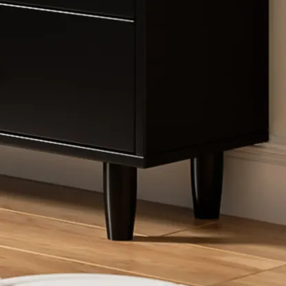 Modern Black Wood Rattan Storage Cabinet for Living Room Image - 12