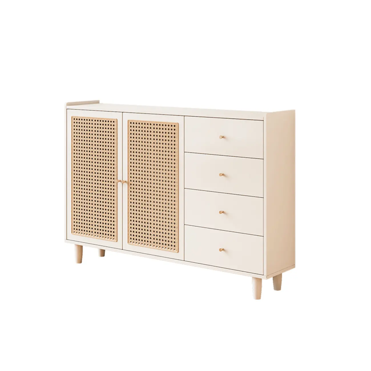 Modern Black Wood Rattan Storage Cabinet for Living Room Image - 14 | homeyfad