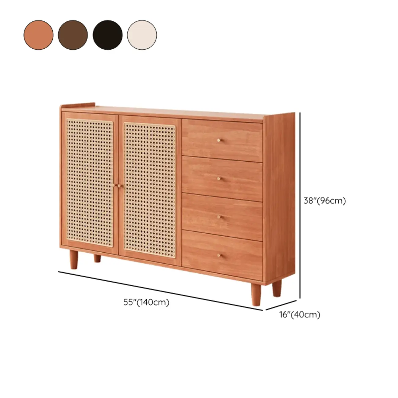 Modern Black Wood Rattan Storage Cabinet for Living Room Image - 18 | homeyfad