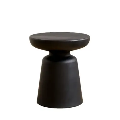 Modern Round Acrylic Side Table with Drum Base for Living Room Image - 5