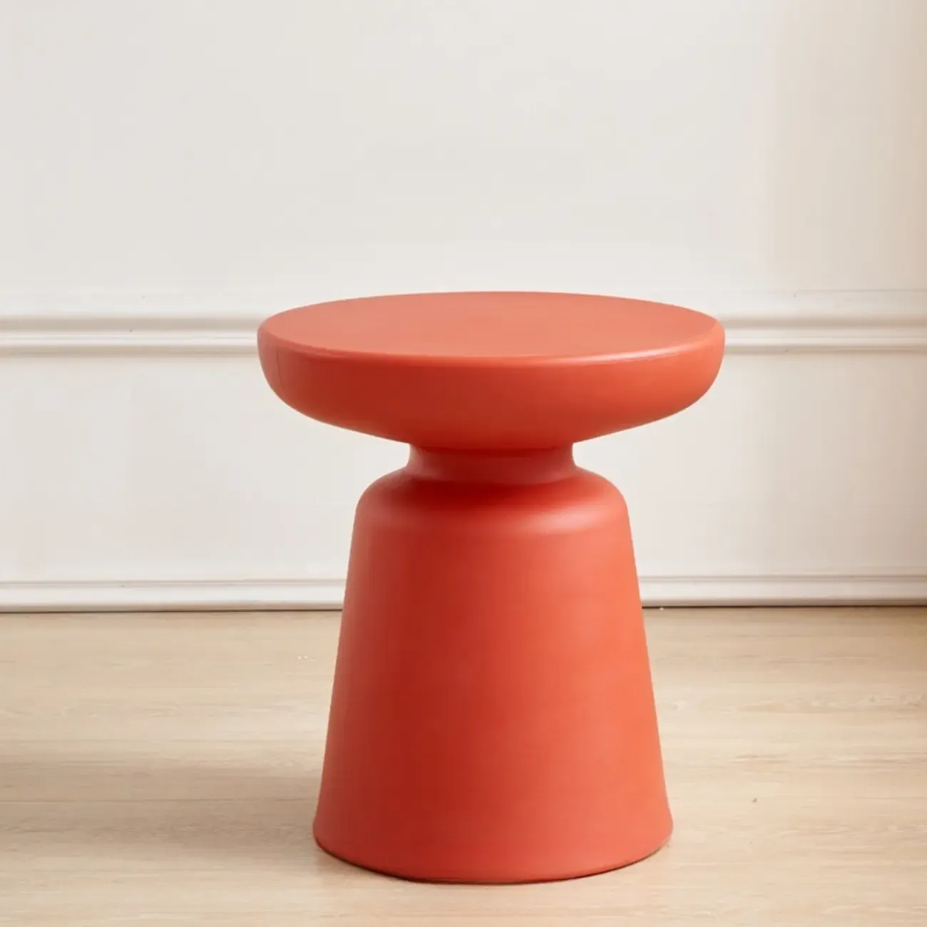 Modern Round Acrylic Side Table with Drum Base for Living Room Image - 7