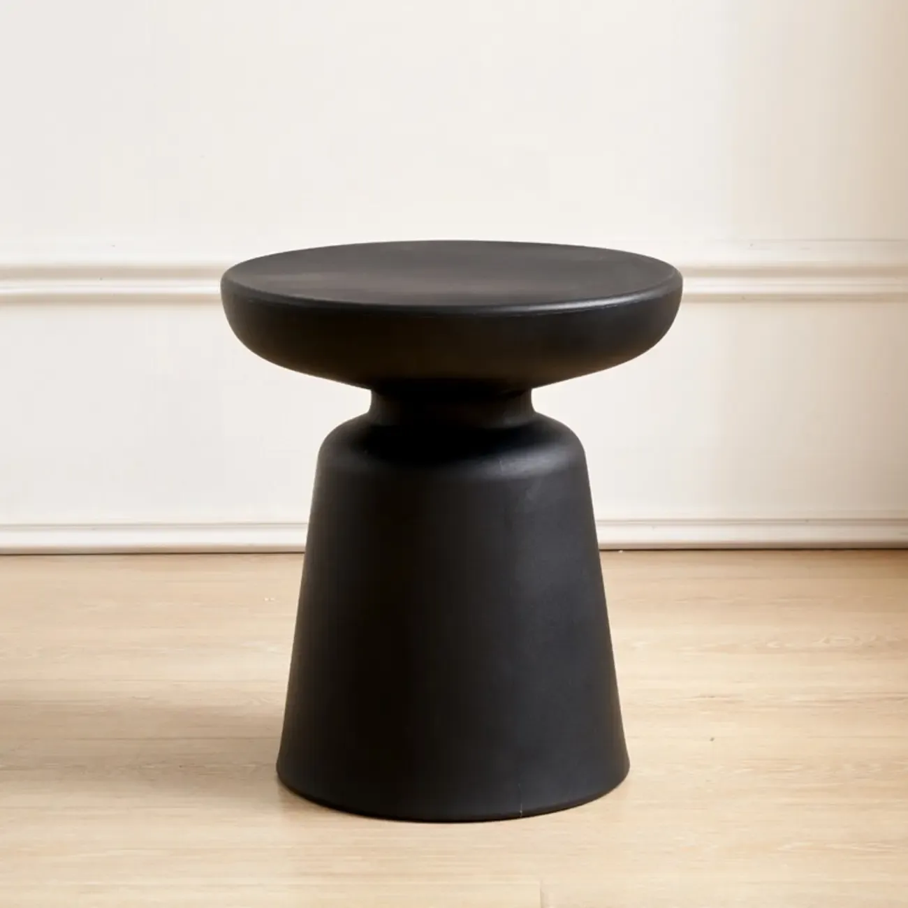 Modern Round Acrylic Side Table with Drum Base for Living Room Image - 8
