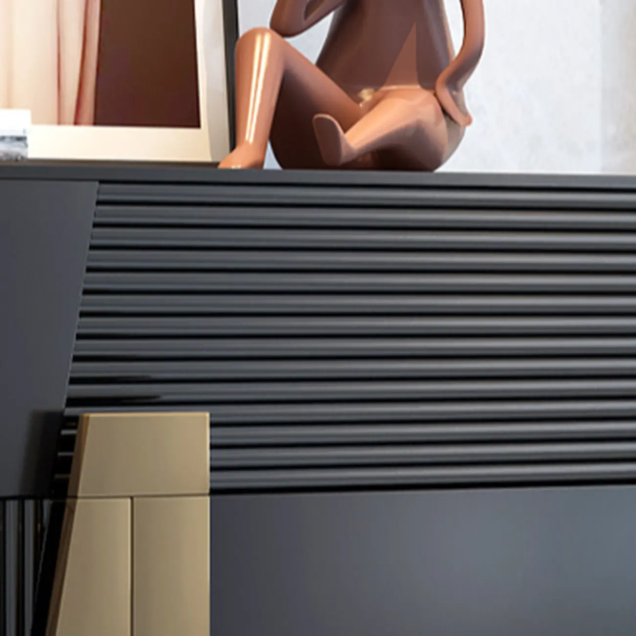 Elegant Fluted Entryway Shoe Cabinet with Drawer Image - 8 | homeyfad