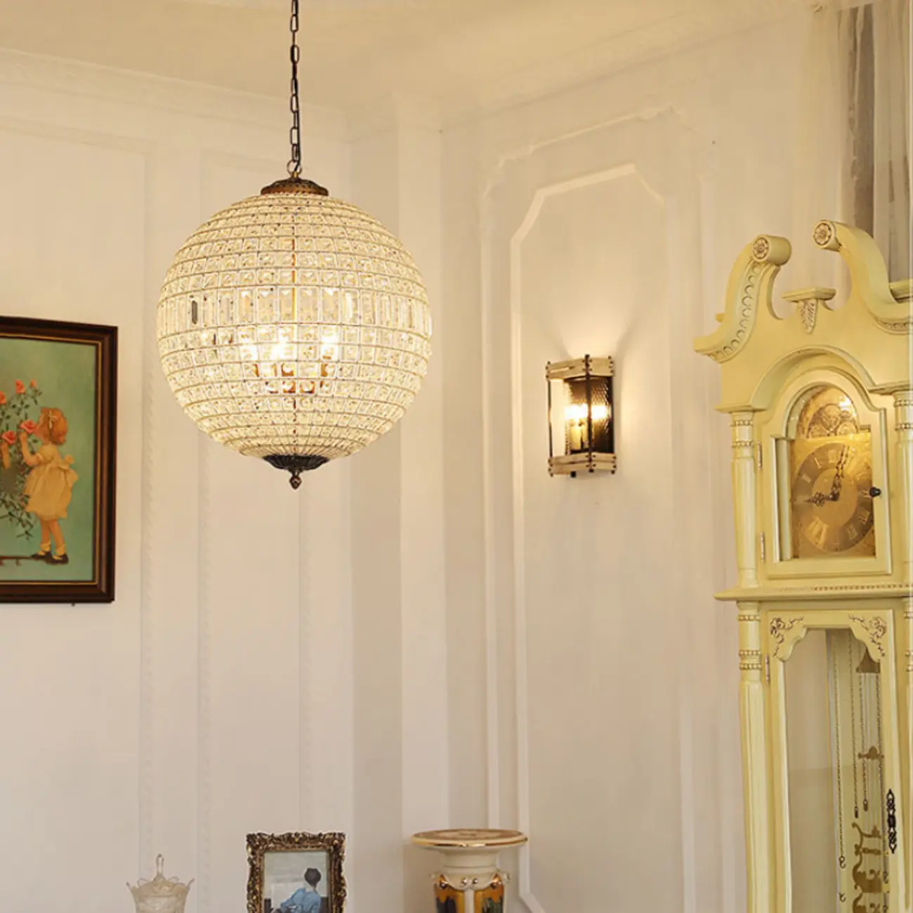 Glam Luxury Crystal Globe Chandelier with Glass Beads Image - 2 | homeyfad