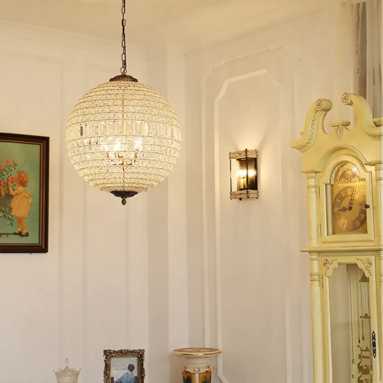 Glam Luxury Crystal Globe Chandelier with Glass Beads Image - 2