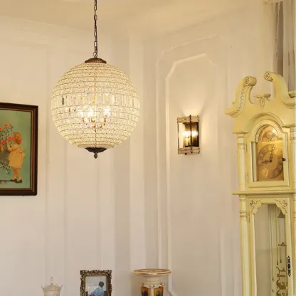 Glam Luxury Crystal Globe Chandelier with Glass Beads Image - 2